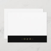 Elegante Chic Monogram Gold Black Wedding Note Car Mitteilungskarte (Vorne/Hinten)