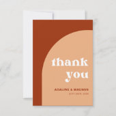 Elegante Chic Peach Terracotta Arch Boho Hochzeit Dankeskarte (Vorderseite)