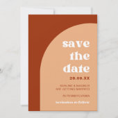 Elegante Chic Peach Terracotta Arch Boho Hochzeit Save The Date (Vorderseite)