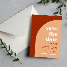 Elegante Chic Peach Terracotta Arch Boho Hochzeit Save The Date