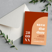 Elegante Chic Peach Terracotta Arch Boho Hochzeit Save The Date