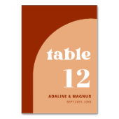 Elegante Chic Peach Terracotta Arch Boho Hochzeit Tischnummer (Vorderseite)