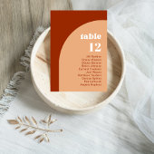 Elegante Chic Peach Terracotta Arch Boho Hochzeit Tischnummer