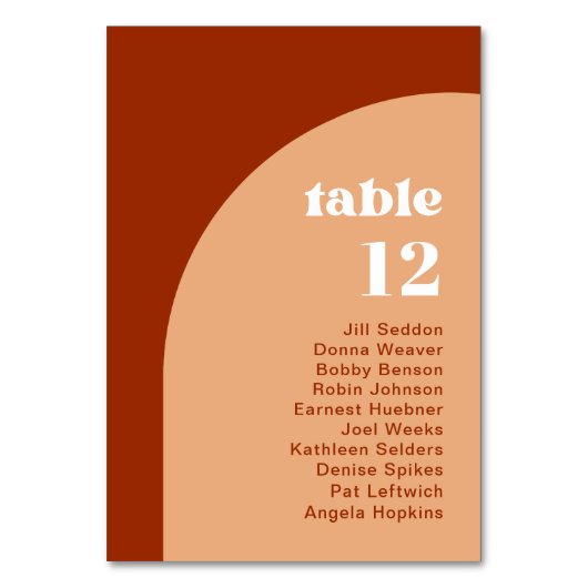 Elegante Chic Peach Terracotta Arch Boho Hochzeit Tischnummer (Vorderseite)