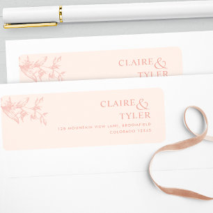 Elegante Chic Peach Wedding Rücksendeadresse