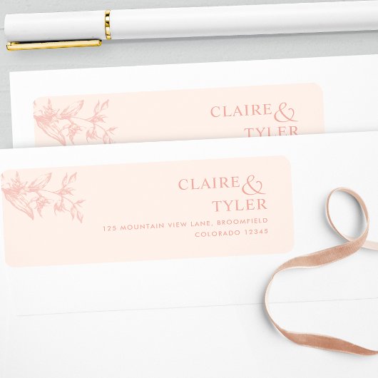 Elegante Chic Peach Wedding Rücksendeadresse