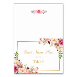 Elegante Chic Pink Floral Wedding Platzkarte Tischnummer