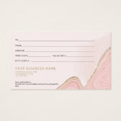 Elegante Chic Pink Gold Marble Agate Geschenkkarte (Rückseite)