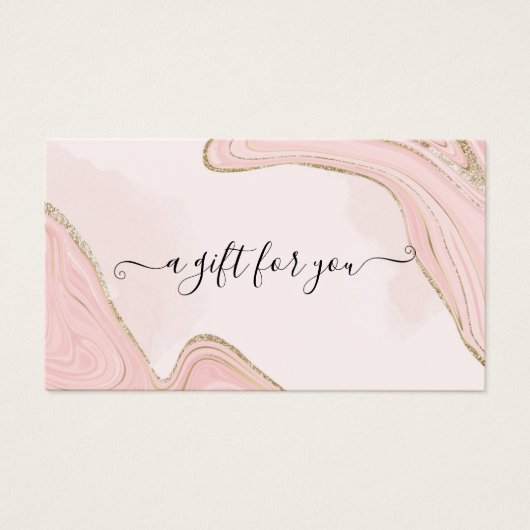 Elegante Chic Pink Gold Marble Agate Geschenkkarte (Vorderseite)