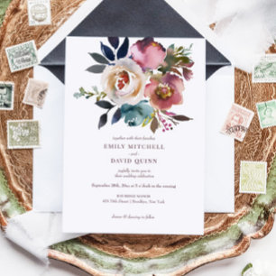 Elegante Chic Romantische Rose Hochzeit Einladung