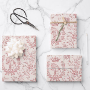 Elegante Chic Rose Beige Reittier Florenz Geschenkpapier Set