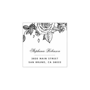 Elegante Chic Rose Bouquet Wedding Rücksendeadress Gummistempel