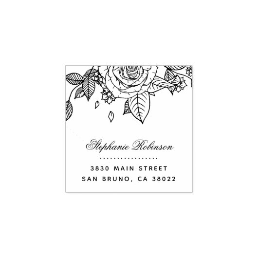 Elegante Chic Rose Bouquet Wedding Rücksendeadress Gummistempel (Prägung)