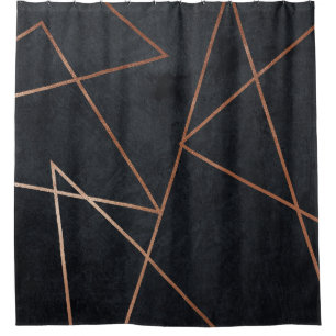 Elegante Chic Rose Gold Black Duschvorhang