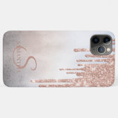 Elegante Chic Rose Gold Glitzer Tropfen Monogram Case-Mate iPhone Hülle (Rückseite (Horizontal))