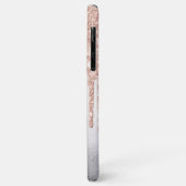 Elegante Chic Rose Gold Glitzer Tropfen Monogram Case-Mate iPhone Hülle (Hinten/Links)