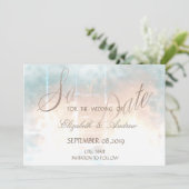 Elegante Chic Rose Gold Heart Wedding Speichern Si Save The Date (Stehend Vorderseite)