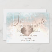 Elegante Chic Rose Gold Heart Wedding Speichern Si Save The Date (Vorderseite)