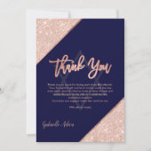 Elegante Chic Rose Gold Navy Blue Bat Mitzvah Dankeskarte (Vorderseite)