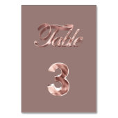 Elegante Chic Rose Gold Party Gäste Tischnummer 3 (Rückseite)