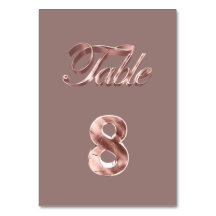 Elegante Chic Rose Gold Party Gäste Tischnummer 8
