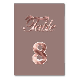 Elegante Chic Rose Gold Party Gäste Tischnummer 8