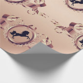 Elegante Chic Rose Gold Reitschiff Wappen Geschenkpapier (Ecke)