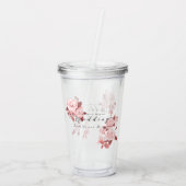 Elegante Chic Rose Hochzeit Acryltrinkbecher (Rückseite)