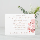 Elegante Chic Rose Hochzeit Ankündigung (Stehend Vorderseite)