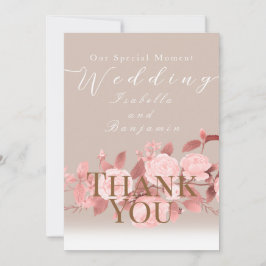 Elegante Chic Rose Hochzeit Dankeskarte