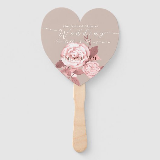 Elegante Chic Rose Hochzeit Fächer (Vorderseite)