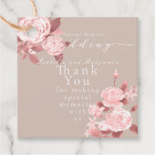 Elegante Chic Rose Hochzeit Geschenkanhänger (Vorderseite)