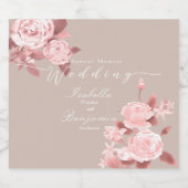 Elegante Chic Rose Hochzeit Schaumweinetikett (Einzelnes Label)