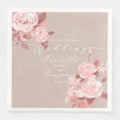 Elegante Chic Rose Hochzeit Serviette (Vorderseite)