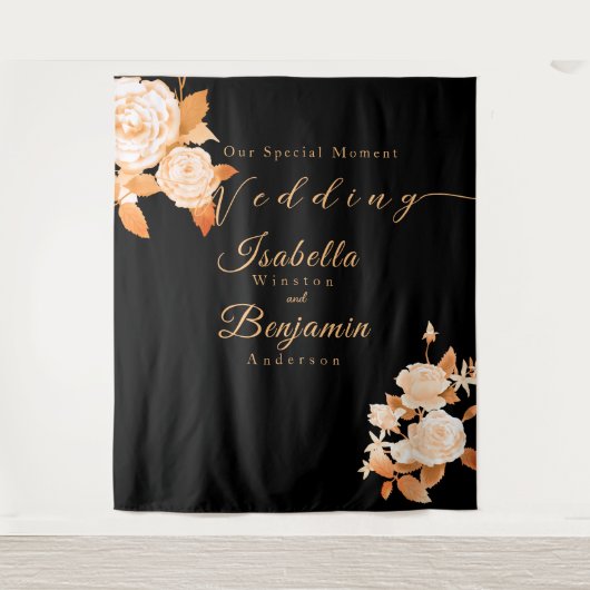 Elegante Chic Rose Hochzeit Wandteppich (Vorderseite)