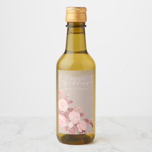 Elegante Chic Rose Hochzeit Weinetikett