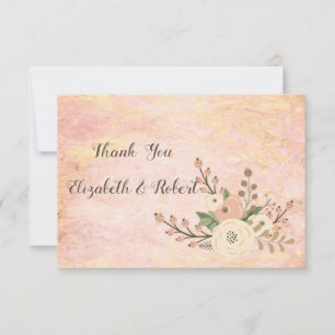 Elegante Chic Rose Marmor floral Danke Karte