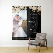 Elegante Chic Rose Monogram Black Foto Tapestry Wandteppich (Beispiel)