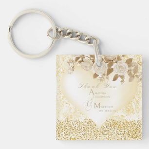Elegante Chic Rose Monogram Gold Schlüsselanhänger