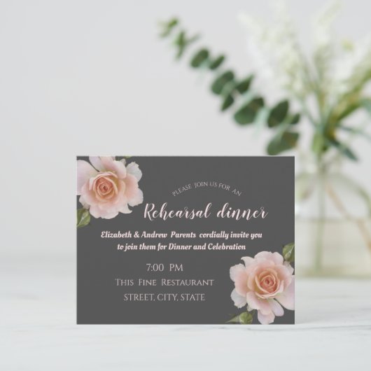 Elegante Chic Rose Probe am Abend Einladung (Stehend Vorderseite)