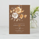 Elegante Chic-Rose | Romantische Engagement Einladung (Stehend Vorderseite)