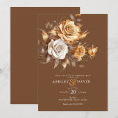 Elegante Chic-Rose | Romantische Engagement Einladung (Vorne/Hinten)