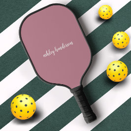 Elegante Chic Rose Rosa Monogramm Name Pickleball Schläger