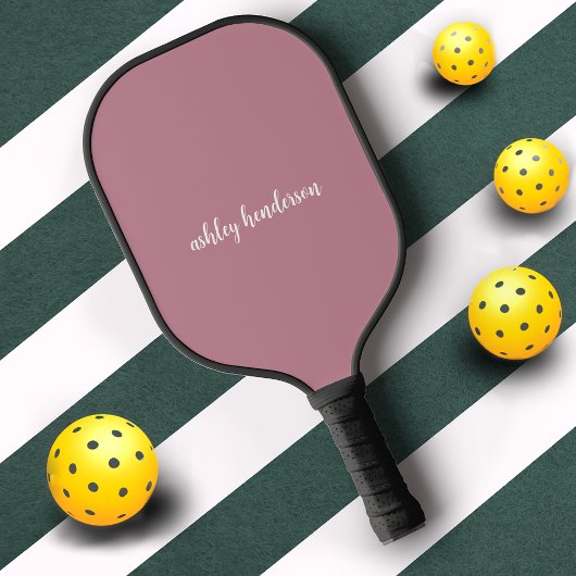 Elegante Chic Rose Rosa Monogramm Name Pickleball Schläger
