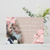 Elegante Chic Rose Save the Date Karte (Stehend Vorderseite)