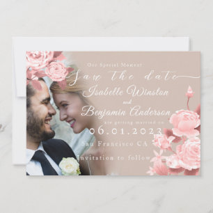 Elegante Chic Rose Save the Date Karte