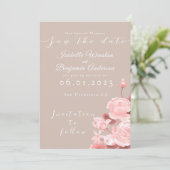 Elegante Chic Rose Save the Date Karte (Stehend Vorderseite)