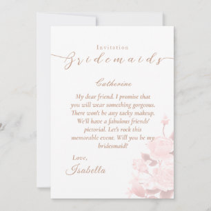 Elegante Chic Rose Wedding Bridemaid Einladung