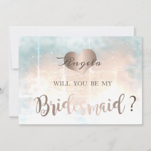 Elegante Chic Roségold Herz Brautjungfer Karte