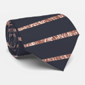 Elegante Chic-Rosen-Goldstreifen und Marine-Blau Krawatte (Gerollt)